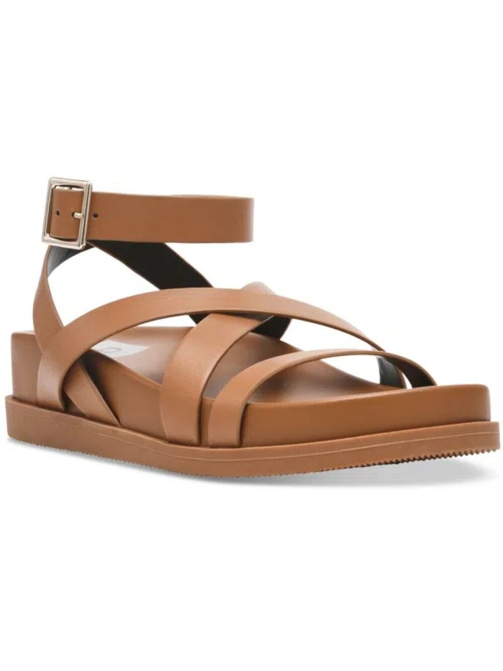 DV DOLCE VITA Axyl Flatform Strappy Sandals In Toffee Brown Leather 9